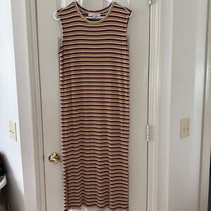 LOFT Multicolor Striped Midi Dress
